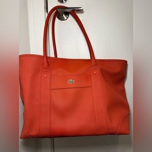 Lacoste Sunrise Orange Zippered Tote Bag